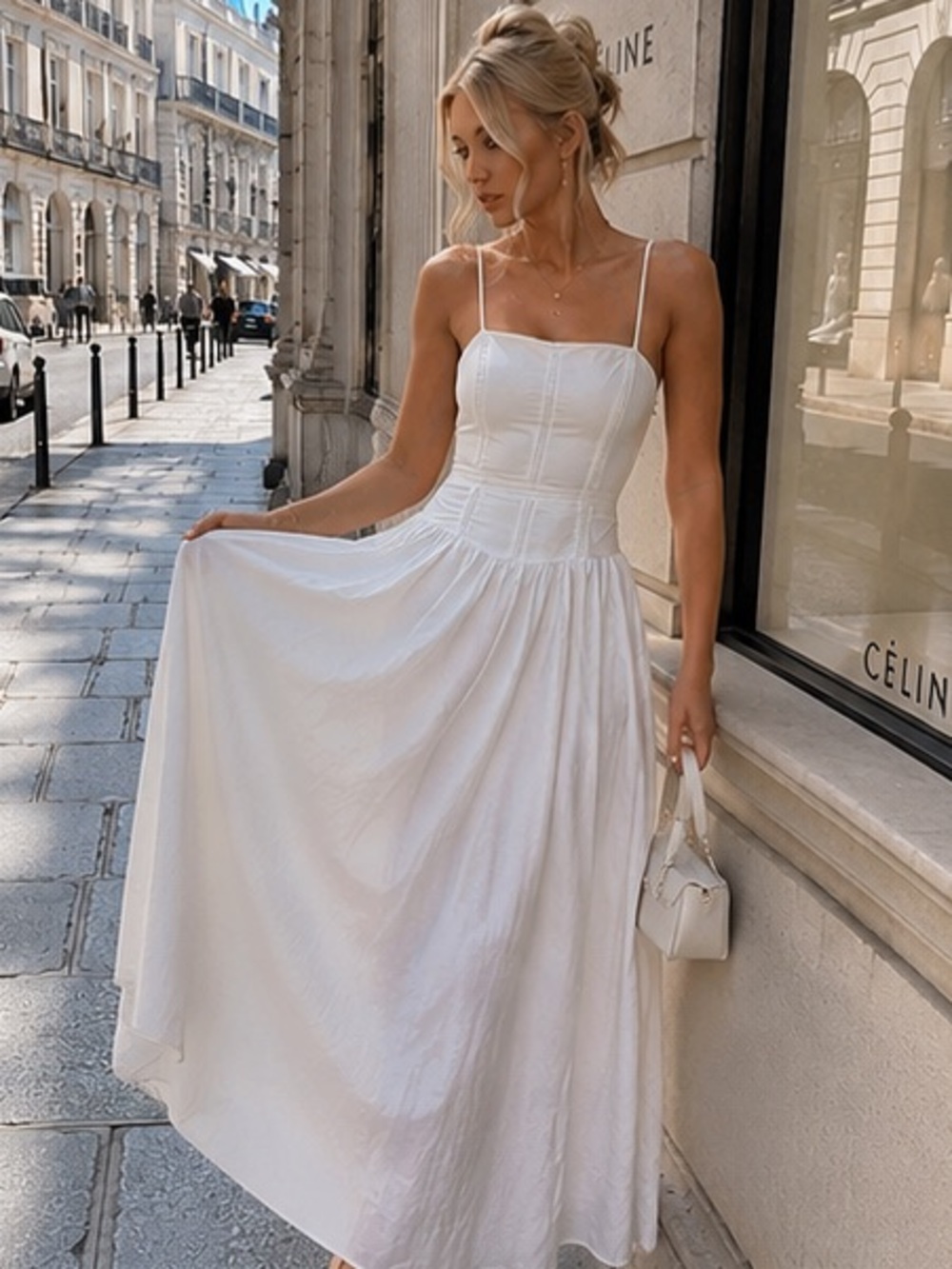 ASOS Strapless White Maxi Dress with Spaghetti Straps - Picture 3 of 7